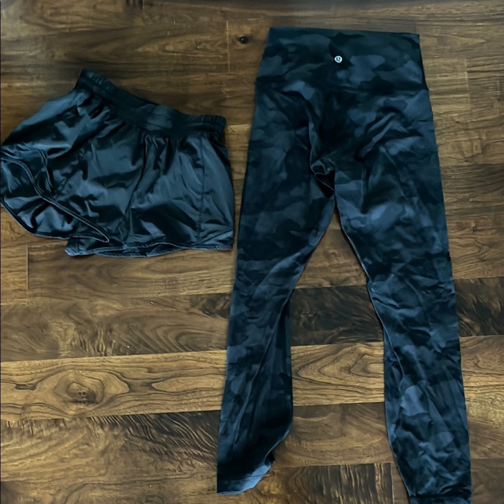 Size 6 girls lululemon Camouflage Leggings and Shorts Set